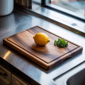 Tabla de cortar de madera maciza natural para la preparación de alimentos en la cocina, para cortar verduras, frutas, carne y pan. - Product Image 3