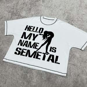 Camiseta de Alta Calidad Personalizada, Estilo Urbano, Casual, Bordada, 100% Algodón, Gruesa, Holgada, Recortada, de Corte Cuadrado - Product Image 2