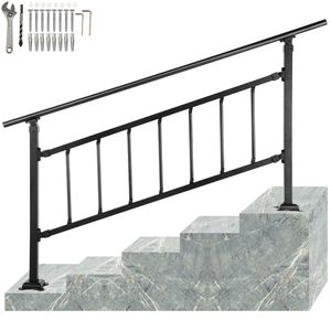 Rampe d'escalier extérieure en fer forgé de style transitoire, réglable de 1 à 5 niveaux, pour marches extérieures, nouvelle génération de clôture d'escalier extérieur - Product Image 1