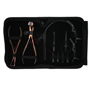 Premium Hair Extension Toolkit with Tape Applicator Bead Remover <b>Tool</b> Loop Set Scissors Styling Clips & Hair Extension Pliers - Product Image 6