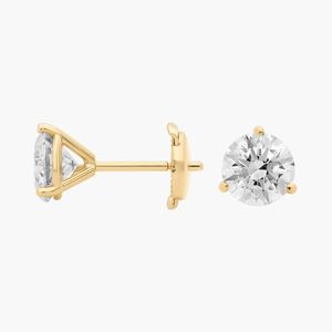 Pendientes de Diamantes Cultivados en Laboratorio, Corte Brillante Redondo, Tres Puntas, Oro Blanco, para Mujer, Compromiso, Boda, Aniversario, Fiesta - Product Image 5