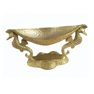 Elegantes Tazones para Servir Chocolate Pulidos, de Latón Fundido y Aluminio, con 2 Pedestales de Caballito de Mar, Decoración Moderna Dorada para el Hogar, Hoteles y Restaurantes - Product Image 1