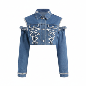 Chaquetas Vaqueras de Moda para Mujer, Chaqueta Vaquera de Lona y Piel de Oveja de Alta Calidad, Gran Venta, Última Tendencia, OEM - Product Image 1