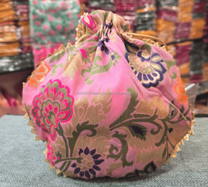 Sac Potli en soie indienne fait main en gros, pochettes unisexes pour bijoux, pochettes pour demoiselles d'honneur, sac à main pour mariage, cadeau de retour pour fête - Product Image 4
