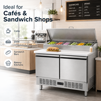 Table de préparation de salades et sandwichs commerciale à 2 portes, réfrigérateur en acier inoxydable Saladette avec bacs GN