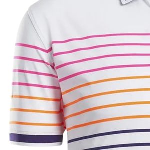 Polo Sublimado a Rayas Blancas y Rosas para Hombre, Camiseta Deportiva de Manga Corta, Ropa de Golf Elegante para Prácticas Deportivas y Uso Casual - Product Image 5