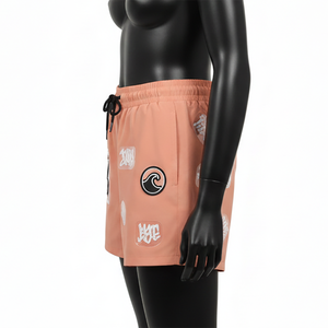 Shorts de Baño Premium para Mujer, Secado Rápido, Microfibra de Poliéster 120 GSM, Color Durazno Suave, Logotipo con Transferencia Térmica - Product Image 3