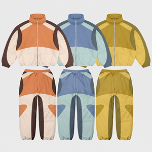 Custom Printed Regular Fit Casual Solid Windbreaker Tracksuit for <b>Men</b>-100% Nylon Two-Piece Jacket and Trouser Set - Product Image 1