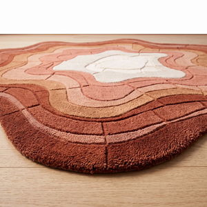 Tapis rectangulaire DECORDEC en grès tourbillonné, superposé, abstrait organique, tufté à la main, antidérapant, moderne, pour salon, sculpté, 100 % neuf - Product Image 2