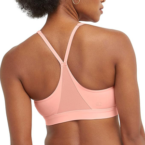 Soutien-gorge de yoga à faible impact rose corail à bretelles fines réglables, soutien léger et doux, bralette de sport pour femme, haut d'entraînement - Product Image 3