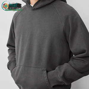 Plus Size <b>Men's</b> Dark <b>Grey</b> <b>Hoodie</b> Raglan Sleeve Pullover Sweatshirt with Kangaroo Pocket - Product Image 2