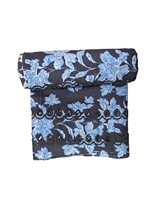 Tela de Algodón Tejida con Estampado Floral Azul Marino, Bordada con Ojales, Transpirable y Ligera para Vestidos, Faldas y Camisas