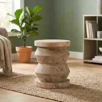 Table d'appoint vintage en bois massif, tabouret fait main, forme unique, table basse rustique pour la décoration de la chambre et du salon