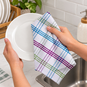 Paño de cocina de lino tipo waffle para limpieza, nueva colección, paño de cocina con patrón a cuadros teñido con hilo, proveedor indio, ¡gran oferta! - Product Image 1