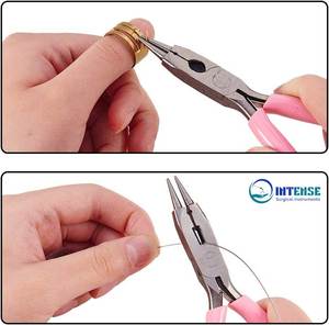 Pince coupante à bec de canard en acier inoxydable de 4,5 pouces, mini-pince de précision 4 en 1, outils de pliage et de coupe latérale pour la fabrication de bijoux DIY, rose - Product Image 6