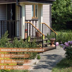 Matte Black 3-<b>Level</b> Outdoor Iron Handrail Assistive Devices for Stairs & Porches - Product Image 4