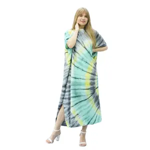 Bohemian Overs ize Round Neck Free Size Mandla Bedrucktes Casual Kaftan Kleid für Woman Beach Bohemian Dress
