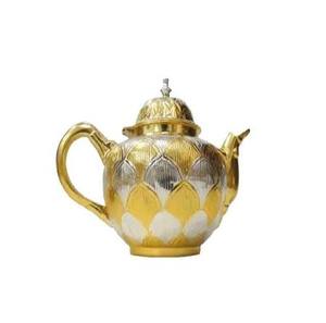 Golden Metal Tea <b>Pot</b> With <b>Lid</b> Modern Luxury Design Decorative Water Kettle With Handle - Product Image 1