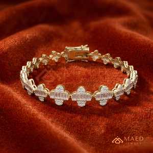 Pulsera de Eslabones de Moissanita Chapada en Oro, Joyería de Lujo de Moda Nueva York, Regalo Elegante para Uso Diario, Compromiso, Aniversario, Fiesta - Product Image 1