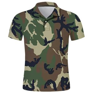 Polo en tricot pour homme, coupe classique, motif camouflage, en tissu imprimé anti-plis tricoté - Product Image 3