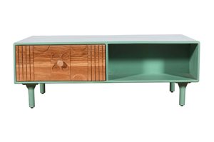 Mesa de Centro de Lujo Sage Groove, Mesa de Café de Madera Maciza con Vetas Naturales y Detalles Artísticos de Ranuras, Mesa Elegante - Product Image 2