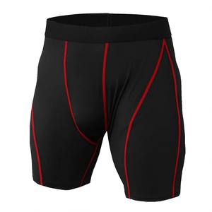 <b>Men</b> Compression <b>Shorts</b> Solid <b>Black</b> Spandex Polyester Quick Dry Sporty Style Mid Waist Elastic Closure - Product Image 3