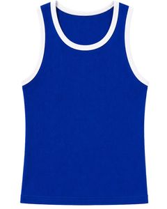 Manufacturer Custom <b>Royal</b> <b>Blue</b> Ribbed Cotton Men Tank <b>Top</b> Sleeveless Casual Slim Fit Summer Gym <b>Vest</b> Contrast Trim Custom Wear - Product Image 2