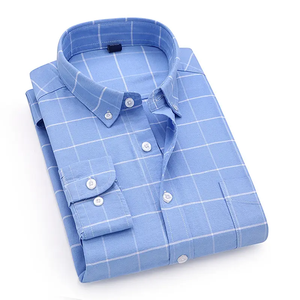 เสื้อเชิ้ตผู้ชาย Midnight Navy Windowpane ผ้าฝ้ายทอ แขนยาว งานตัดเย็บด้วยเส้นด้ายอย่างดี คอปกเรียบหรู เสื้อเชิ้ตลำลองสำหรับธุรกิจ - Product Image 2