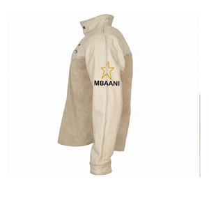 MBAANI Beige <b>Suede</b> Leather Casting Jacket Heat Resistant Safety Workwear - Product Image 2