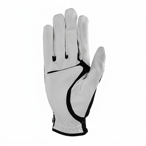 Golf Gloves Black White Genuine Leather Non Slip Button Closure Unisex Sports Hands - Product Image 3