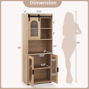 Armoire de rangement autoportante moderne de 59 pouces avec porte coulissante et pieds réglables, armoire de sol assemblée pour salle de bain et salon - Product Image 5