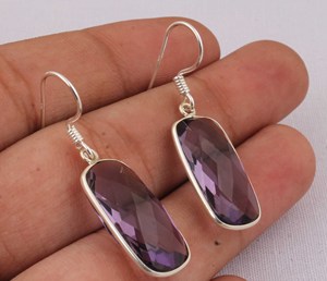 Wholesale Natural Amethyst 925 <b>Sterling</b> <b>Silver</b> <b>Dangle</b> <b>Earrings</b> February Birthstone Purple Gemstone Drop <b>Earrings</b> High Quality - Product Image 2