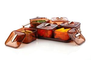 Ensemble de contenants alimentaires en plastique à 2 niveaux avec couvercles et poignées, organiseur de cuisine moderne, produits de cuisine, rangement alimentaire - Product Image 3