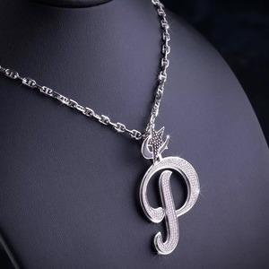 Iced Out Moissanite Personalized <b>Initial</b> Letter <b>Pendant</b> 925 <b>Silver</b> Rhodium Plated Micro Pave HipHop Style Rapper <b>Pendant</b> For Men - Product Image 2