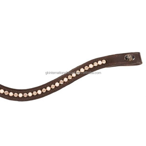 Top Quality Lightweight Leather Equestrian Horse Brow Band with Multicolor Large Crystals Diamante Bling Bridle Brow Band - Product Image 6