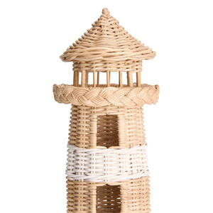 Tour décorative en rotin en forme de phare emblématique, faite à la main, décoration intérieure côtière en rotin naturel - Product Image 4