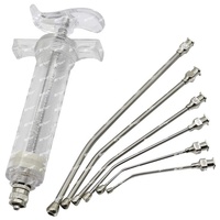 Lot de 6 aiguilles de culture pour l'alimentation des oiseaux avec seringue droite et incurvée disponibles en différentes tailles d'outils d'alimentation pour oiseaux en acier inoxydable