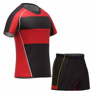 Ensemble maillot et short de rugby en polyester, prix avantageux, confortable, entièrement sublimé, respirant, vêtements de sport, uniforme de football et de rugby - Product Image 1