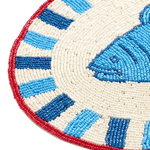 Nautical Handmade <b>Beaded</b> Fish <b>Placemat</b> Oval Dining Table Mat Coastal Seafood Theme Home Decor Accent - Product Image 4