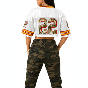 American Football Jersey Shirt Printed Vintage Sport Mesh Retro Number <b>Crop</b> <b>Top</b> <b>Mens</b> Color Block Cropped Oversized Custom Shirts - Product Image 3