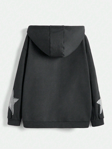 Sudadera con capucha y cremallera de chenilla 100% algodón bordada, al por mayor OEM, estilo urbano de invierno, alta calidad, personalizable, con cremallera y efecto lavado. - Product Image 2