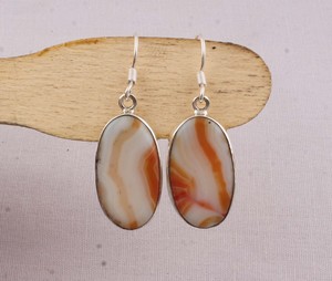925 <b>Sterling</b> <b>Silver</b> Jasper <b>Earrings</b> Natural Black and White Gemstone Marquise <b>Dangle</b> <b>Earrings</b> Handmade Jewelry Wholesale - Product Image 4