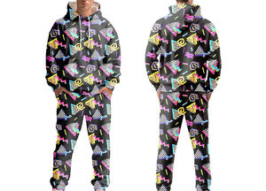 Unisex 90s <b>Retro</b> Graphic Print Hoodie and Jogger Pants Set Custom Streetwear Casual Sportswear <b>Tracksuit</b> Wholesale - Product Image 2