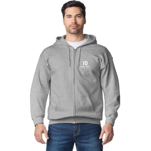 Sudadera con capucha completa con cremallera para adulto, gris deportivo, personalizable, de forro polar, informal, atlética, con cremallera, al por mayor - Product Image 2