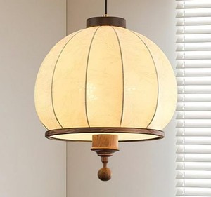 Lanterne suspendue ronde en bois faite à la main, style zen asiatique, décoration intérieure pour la maison, luminaire de plafond pour le salon - Product Image 3