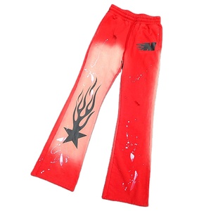 Pantalones de chándal ajustados personalizados para hombre, pantalones de chándal acampanados informales con sudaderas apiladas de carga, diseño personalizable - Product Image 1