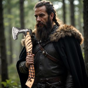 Hachas vikingas de alta calidad, mango grabado forjado a mano, hoja grabada de acero al carbono, hacha Tomahawk para acampar - Product Image 5