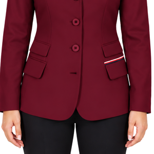 Chaqueta de equitación color coral rojo para mujer, corte ajustado, blazer profesional para competición ecuestre, abrigo personalizado al por mayor - Product Image 5
