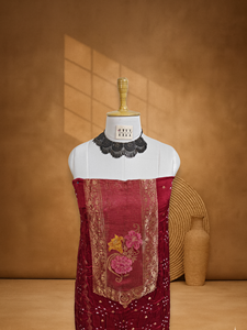 Élégant costume Bandhani tissé à la main en Banarasi Pichwai pour femmes, vêtement traditionnel au meilleur prix - Product Image 4