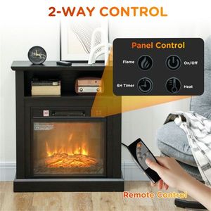 Caminetto Elettrico Moderno con Telecomando, Fiamma LED, Design in Vetro e Acciaio per Casa, Hotel e Camper - Product Image 5